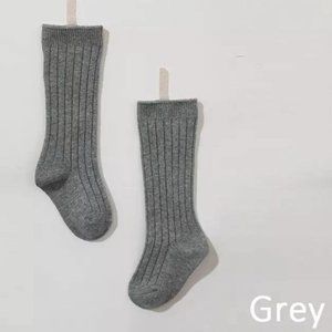 Baby, cotton knee high socks light gray 0-6 months